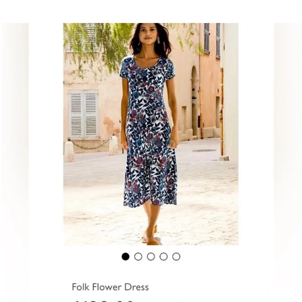 Peruvian Connection Blue and Pink Floral Midi Dress